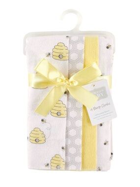 Hudson Baby Yellow & White Bee Receiving Blankets - Set of 4